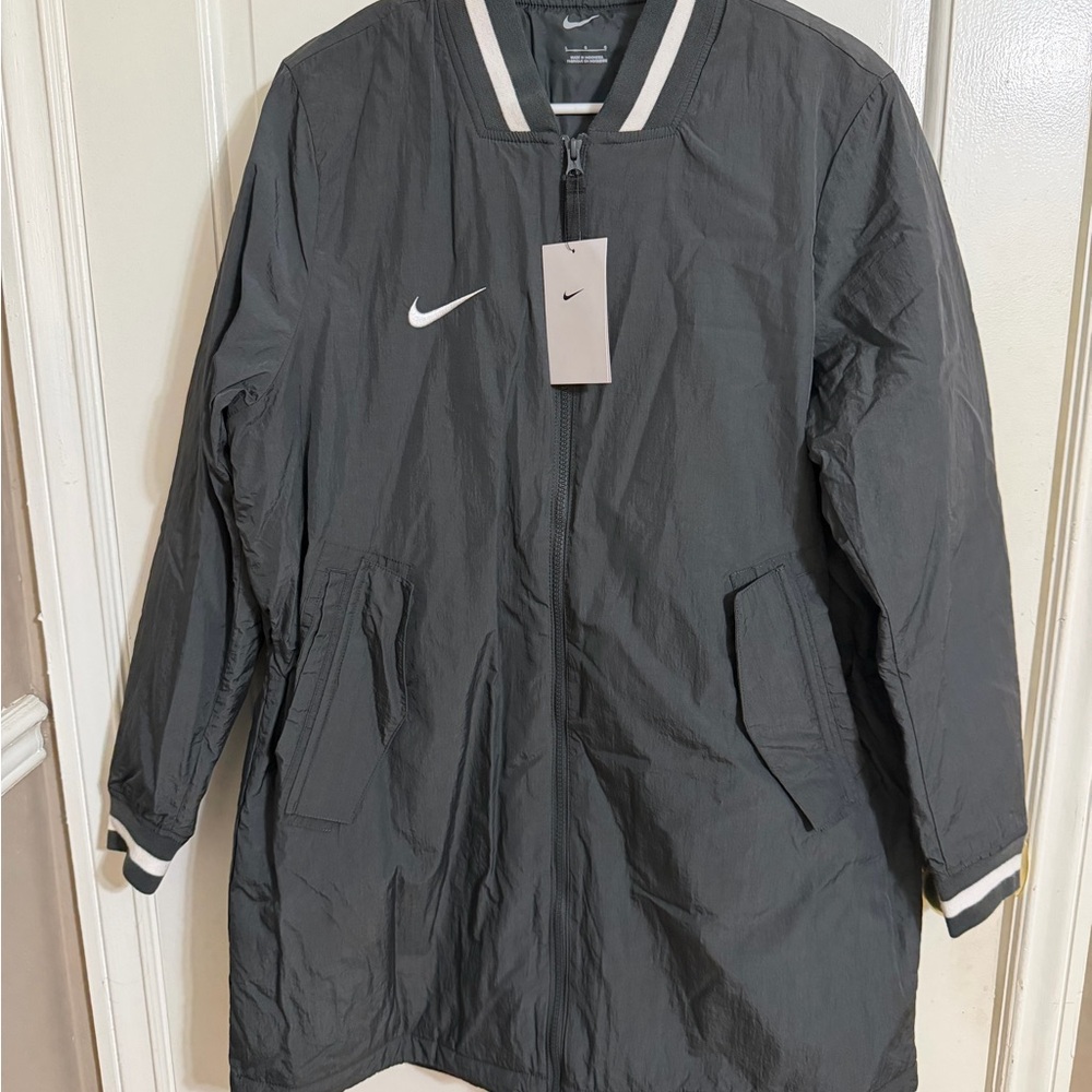 Nike Charcoal Gray Bomber Jacket with White Trim